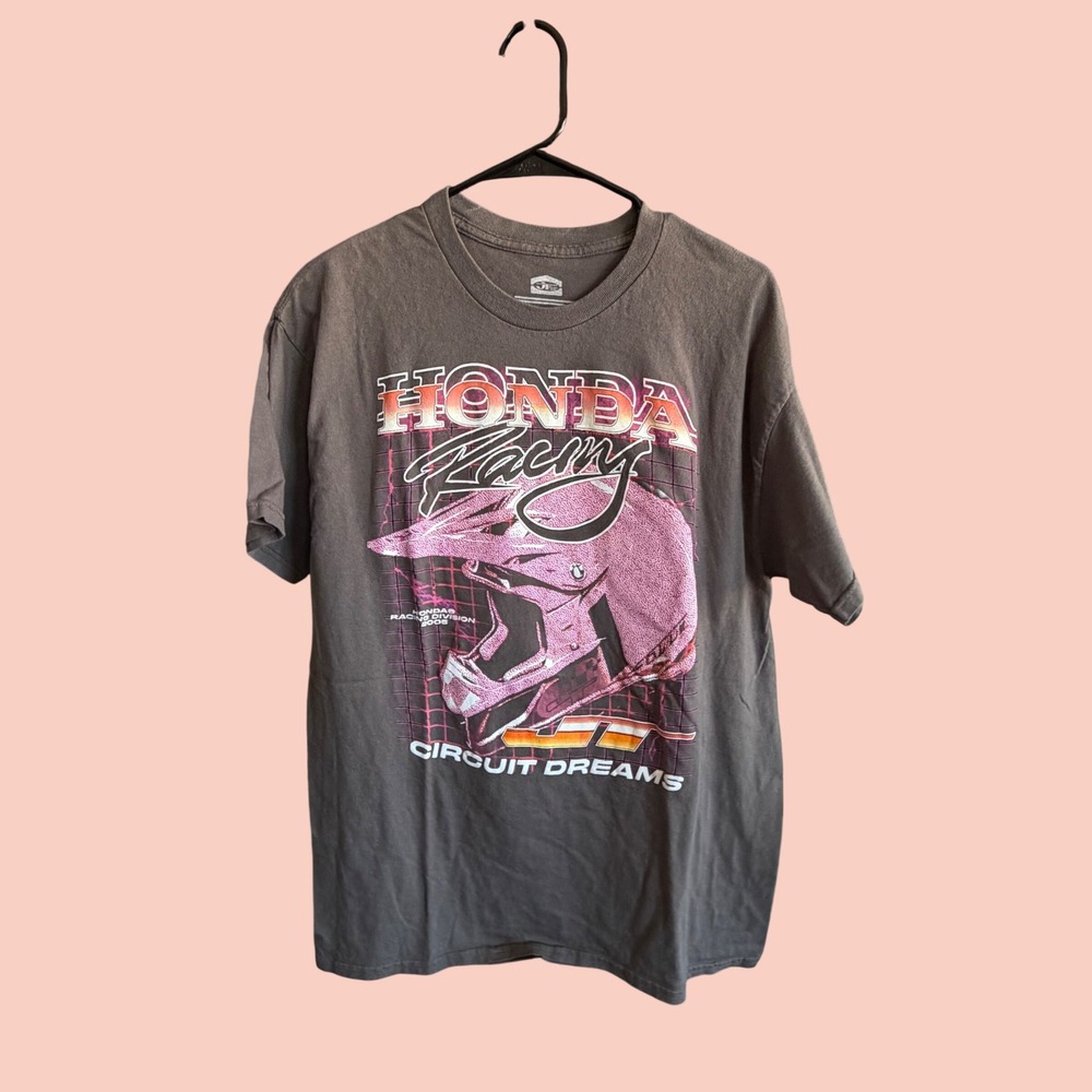 Honda Racing JT Racing T-Shirt Large Faded Brown Circuit Dreams 2005 Y2K Tee